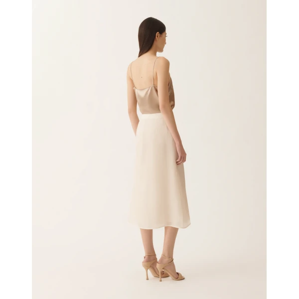 Water-Reflective Organza Midi Skirt in Butter