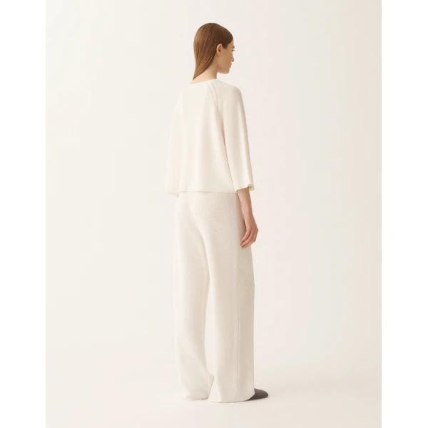 White Cotton and Linen Cape with Sequins