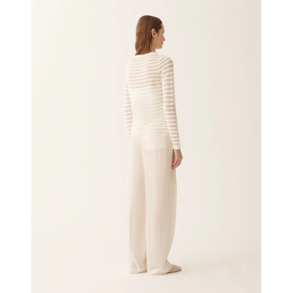 White Cotton and Linen Sweater with Sequins