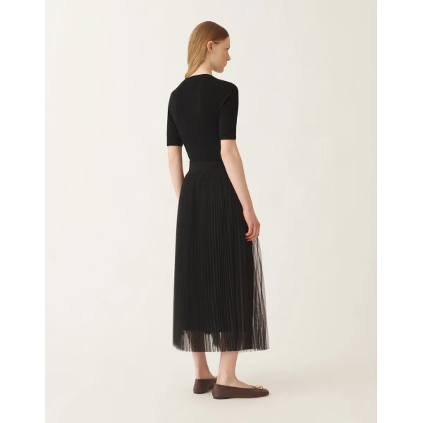 Wide Tulle Skirt in Black