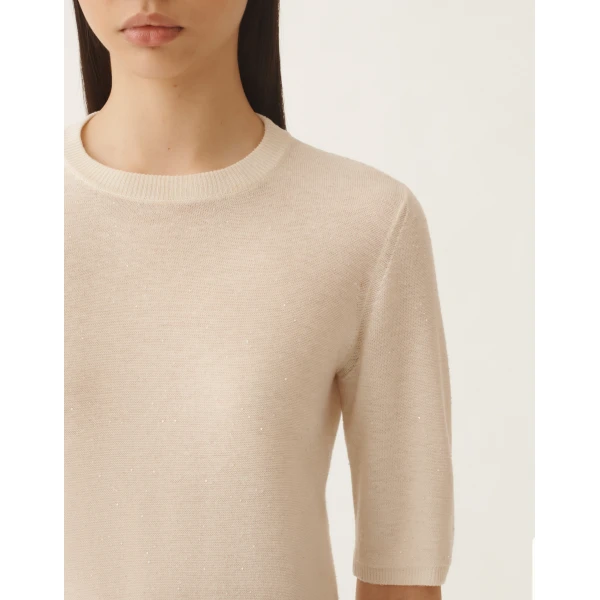 Wool Sweater with Sequins in White - Image 5
