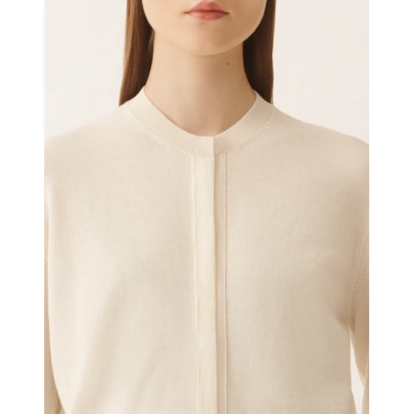 Wool and Cotton Cardigan in Butter - Image 5