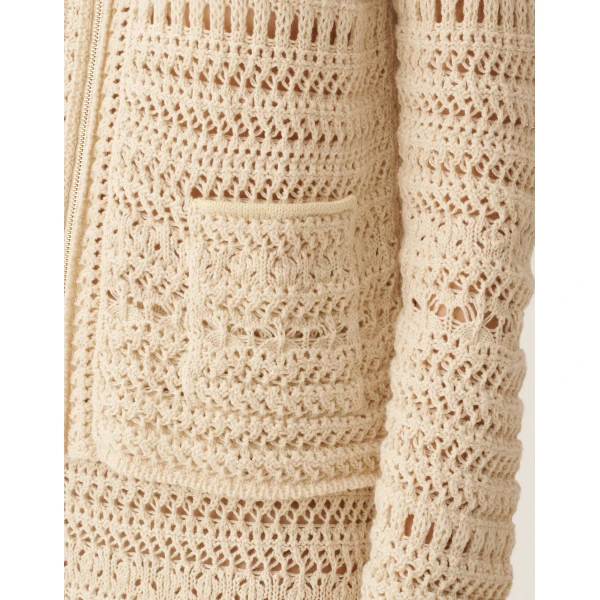 Wool and Cotton Jacket with Sequins in Vanilla - Image 5