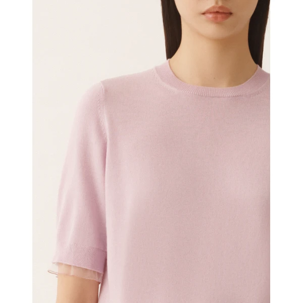 Wool and Cotton Sweater in Lilac Pink - Image 5