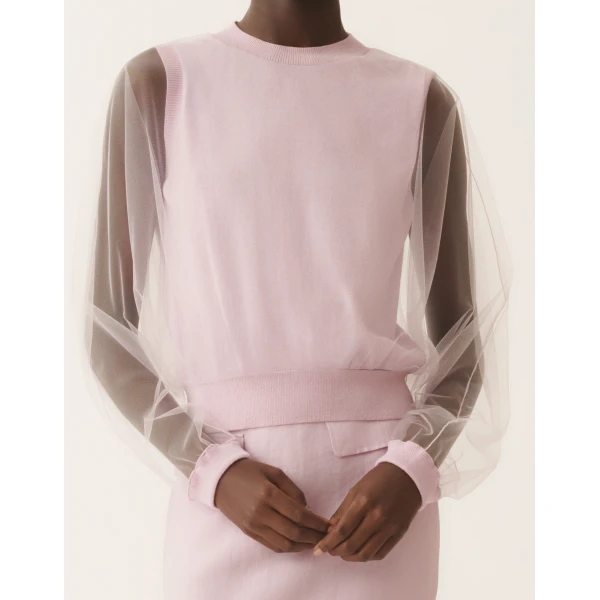 Wool and Cotton Sweater in Lilac Pink - Image 5