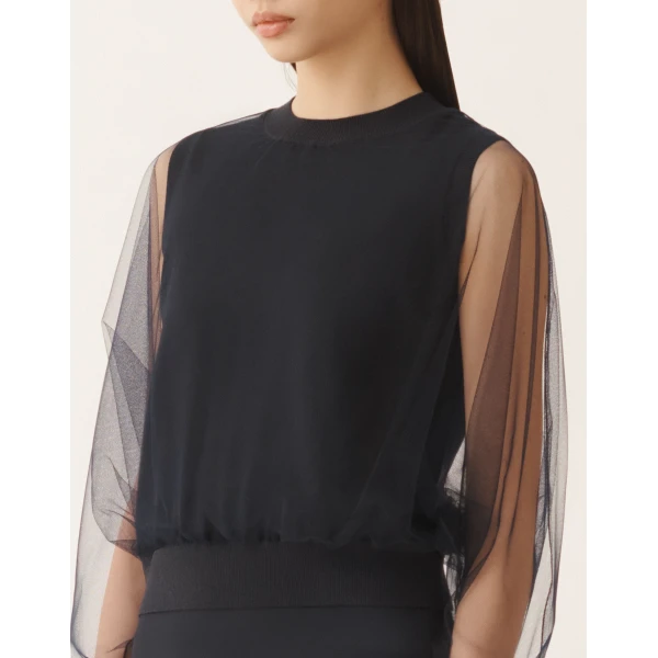 Wool and Cotton Sweater in Night Blue - Image 5