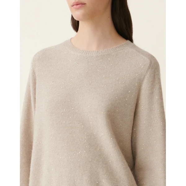 Wool and Silk Sweater with Sequins in Cachà - Image 5