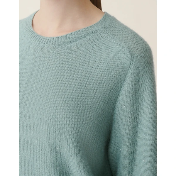 Wool and Silk Sweater with Sequins in Green - Image 5