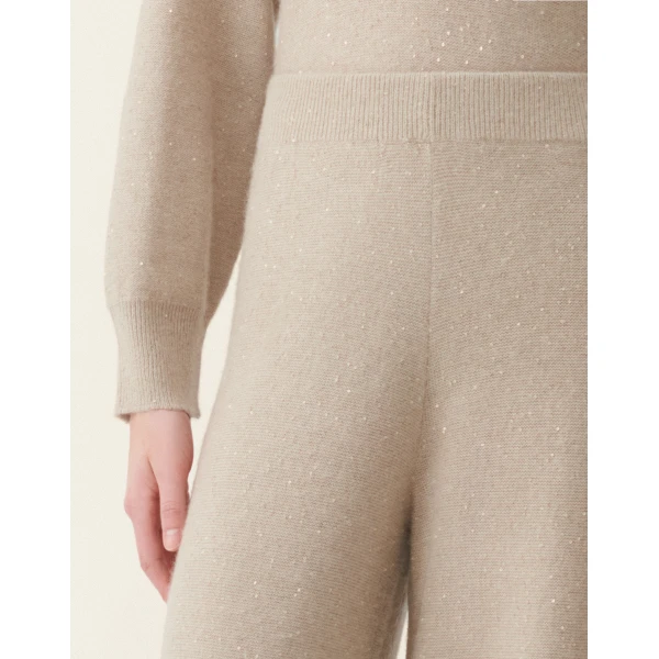 Wool and Silk Trousers with Sequins in Cachà - Image 5