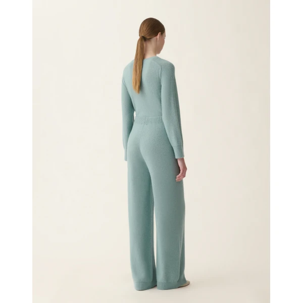 Wool and Silk Trousers with Sequins in Green