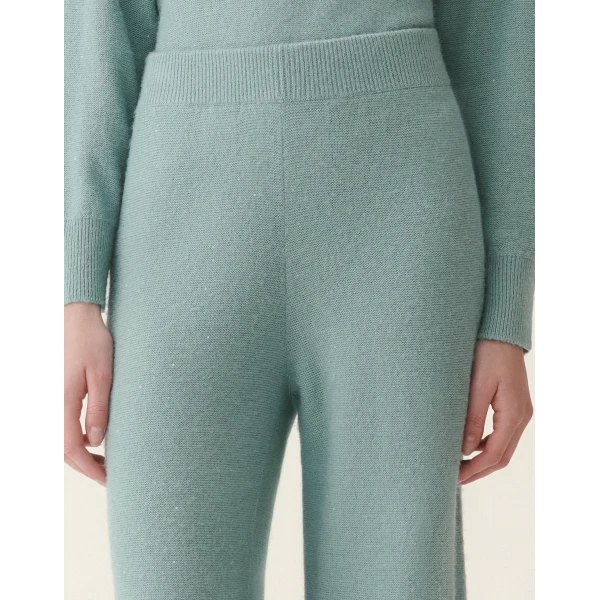 Wool and Silk Trousers with Sequins in Green - Image 5