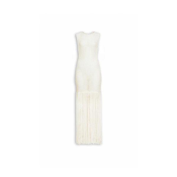 Alaïa Fringed Beaded Knit Dress - ALAÏA Dresses - Laser Cut Luxury - Shop at Luxury Shoes 