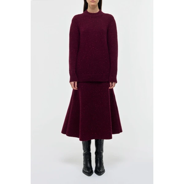 Alfie Knit Sweater in Bordeaux Speckled Aran Cashmere