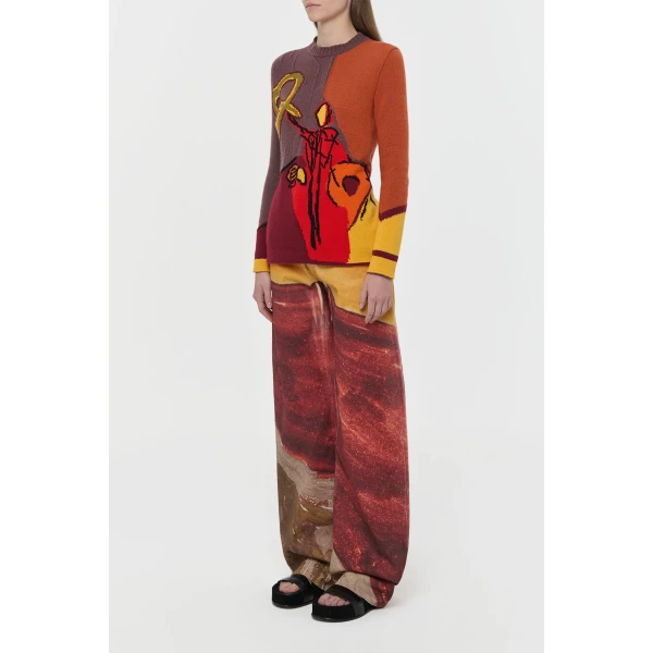 Amoret Barrel-leg Jean in Fire Multi Recycled Cotton Denim