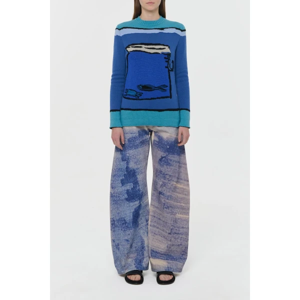 Amoret Barrel-leg Jean in Water Multi Recycled Cotton Denim