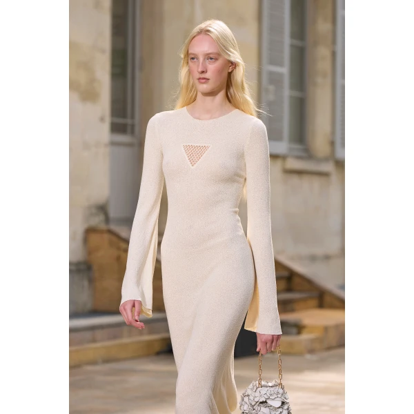 Arisen Knit Maxi Dress in Off White Mulberry Silk