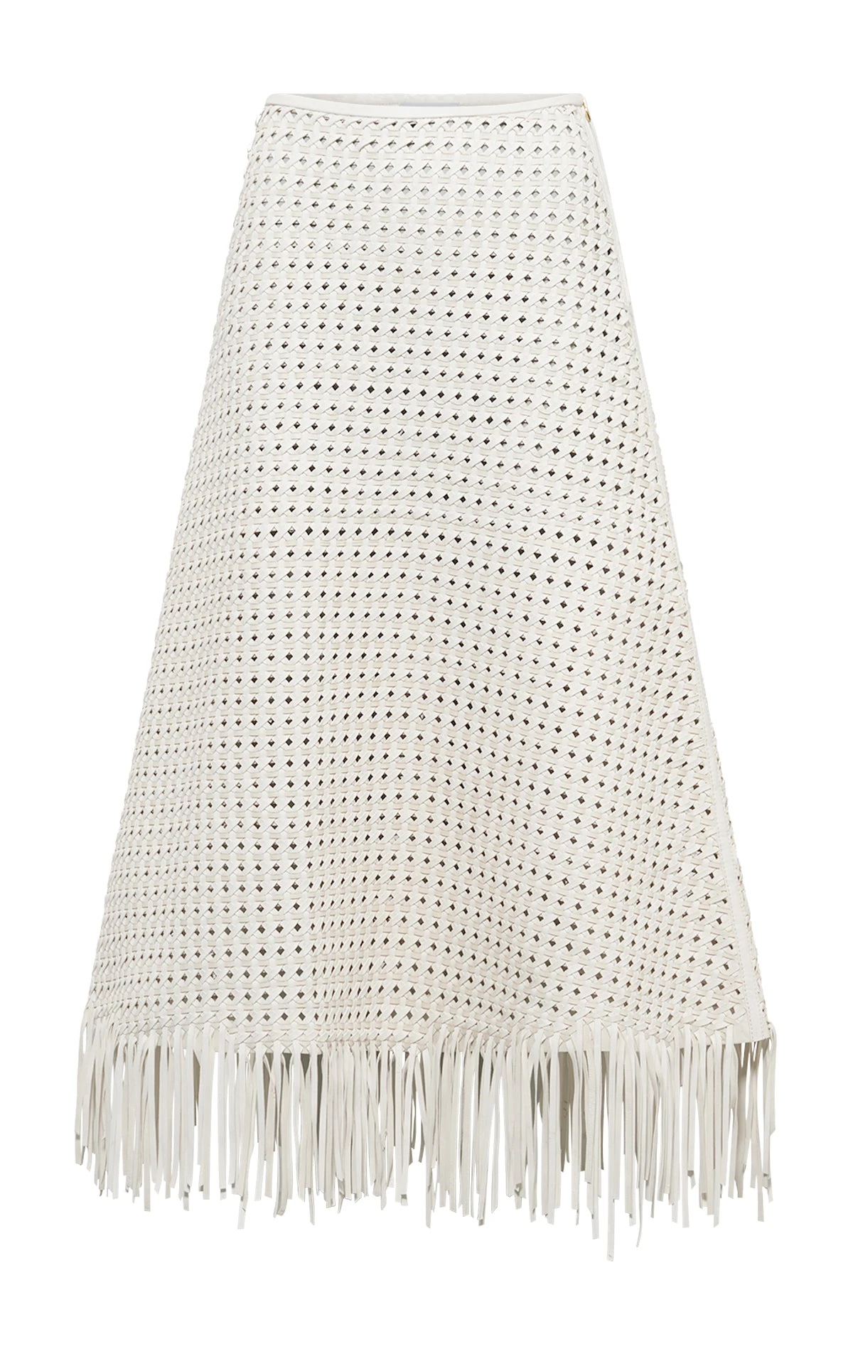 Gabriela Hearst Bennie Midi Skirt in White Woven Leather Gabriela Hearst