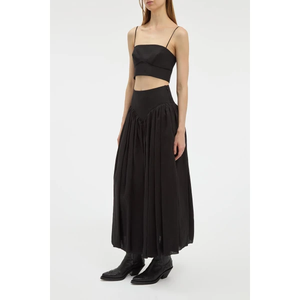 Blazie Top in Black Aloe Linen