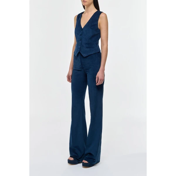 Coleridge Vest in Electric Navy Sea Island Cotton Corduroy