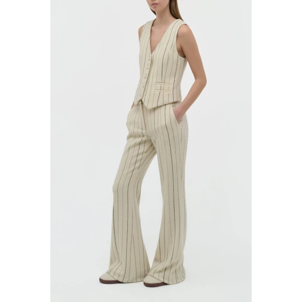 Coleridge Vest in Ivory Multi Pinstripe Wool Cashmere