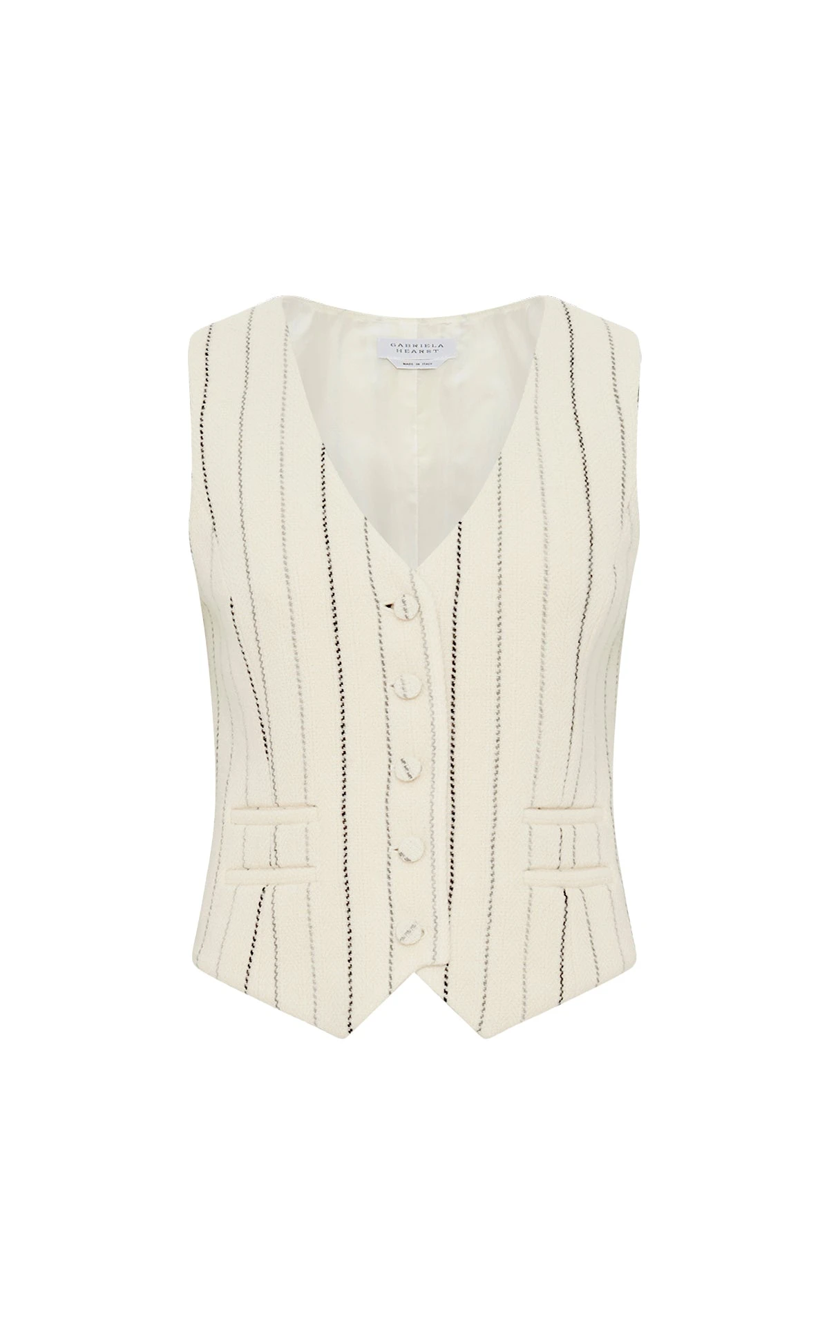 Gabriela Hearst Coleridge Vest in Ivory Multi Pinstripe Wool Cashmere Gabriela Hearst