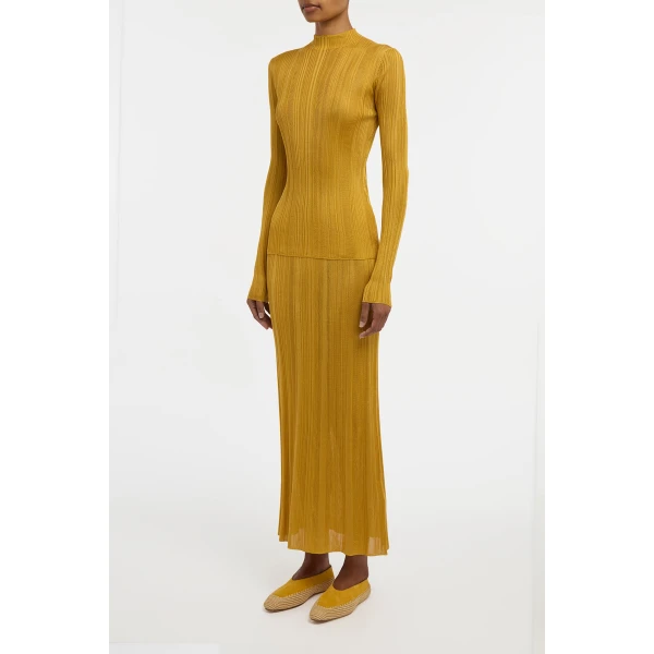 Daniella Knit Maxi Skirt in Golden Birch Silk