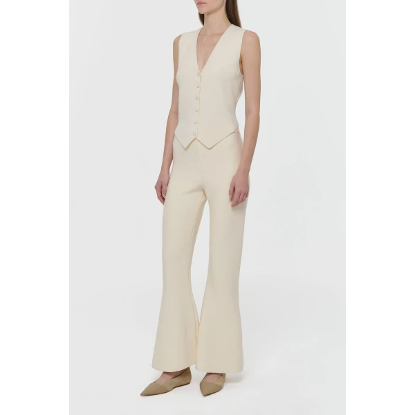 Enso Knit Vest in Off White Merino Wool Cashmere