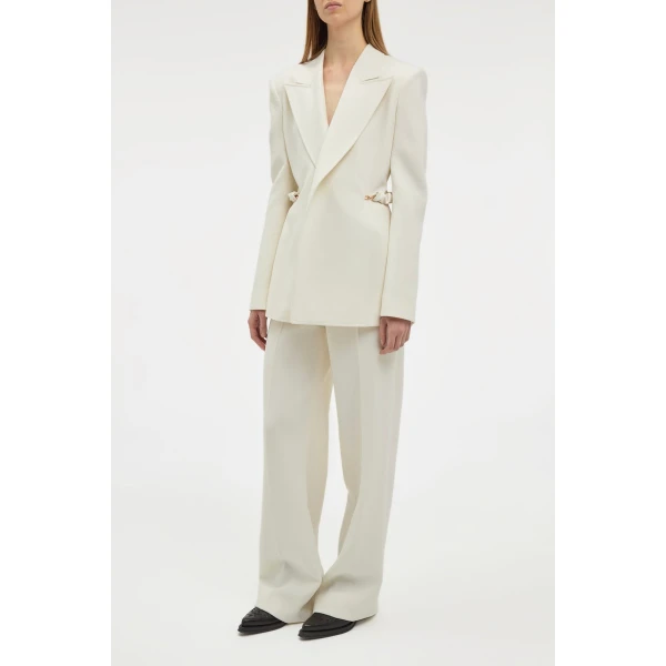 Epona Chain Blazer in Ivory Recycled Virgin Wool