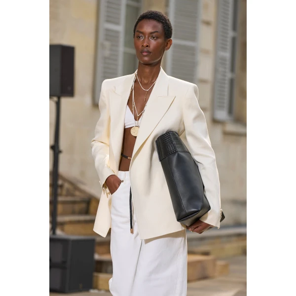 Epona Rope Blazer in Ivory Textured Linen Slub