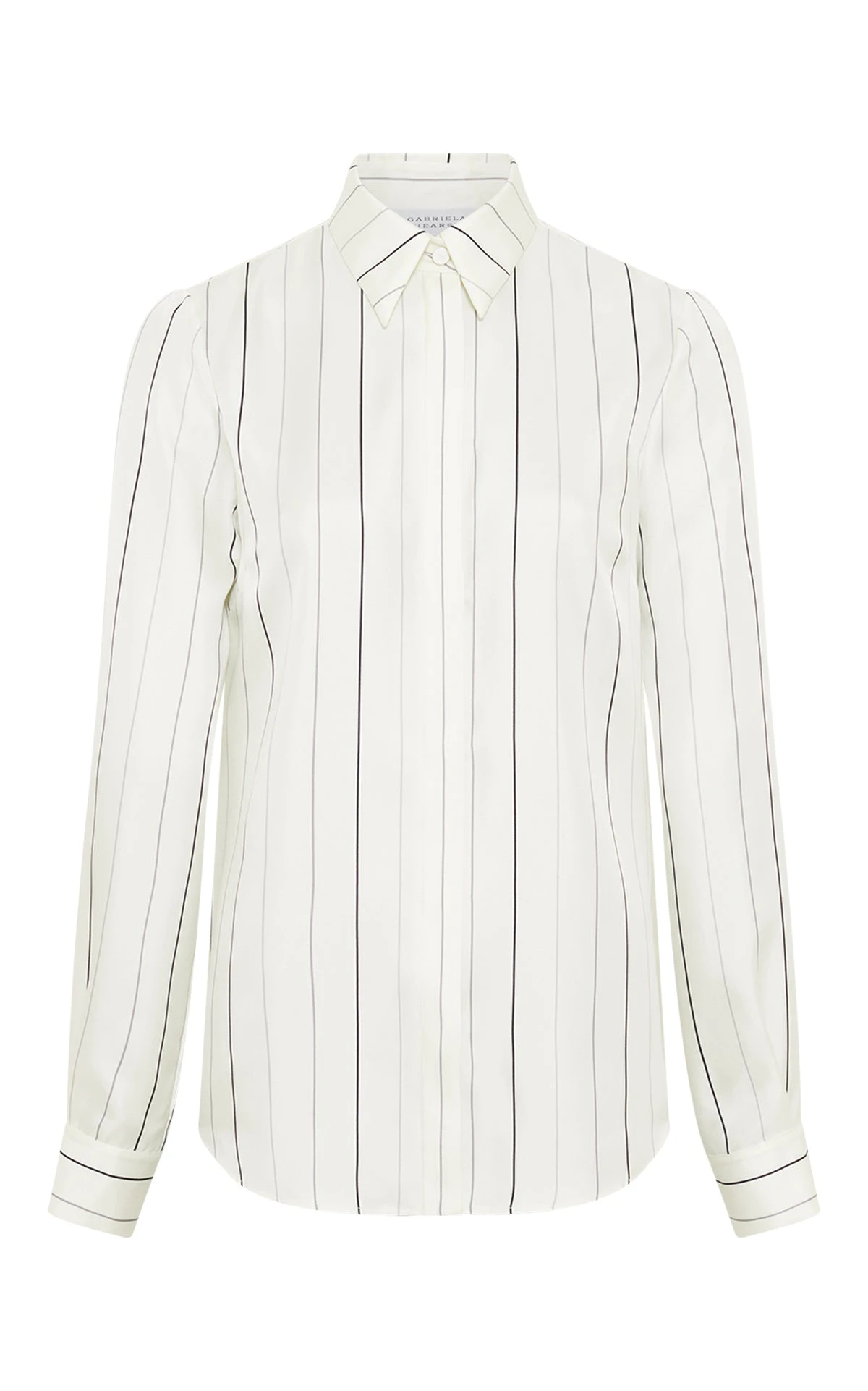 Gabriela Hearst Henri Blouse in Ivory Multi Pinstripe Silk Twill Gabriela Hearst
