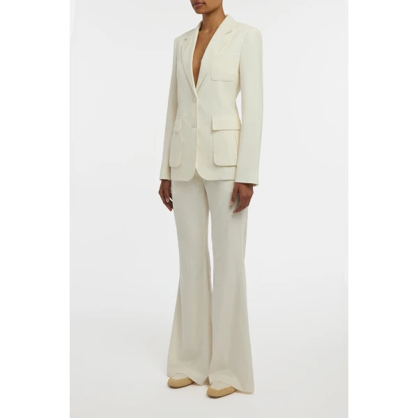 Ianthe Flare Pant in Ivory Sea Island Cotton Corduroy
