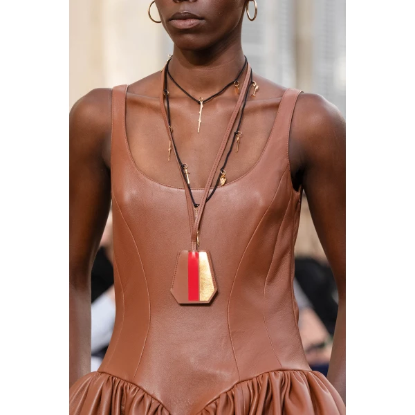 Isai Maxi Dress In Cognac Nappa Leather