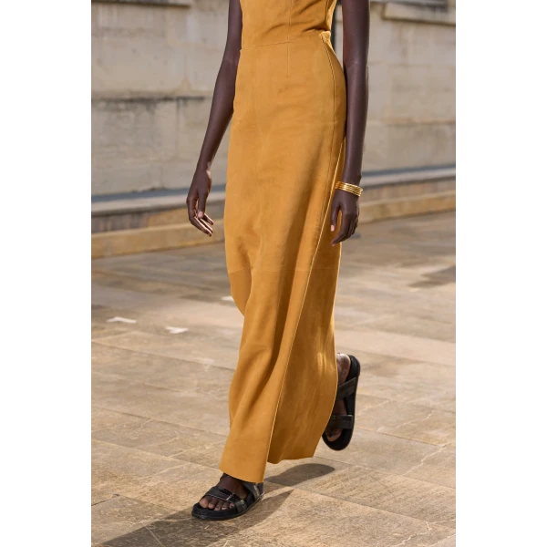 Kallen Hoodie Maxi Dress In Cashew Suede