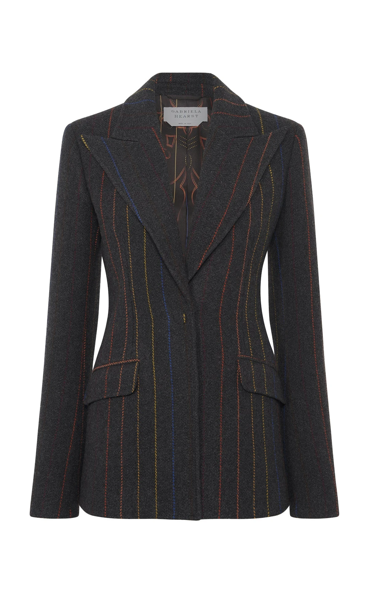 Gabriela Hearst Leiva Blazer in Charcoal Multi Pinstripe Wool Cashmere Gabriela Hearst