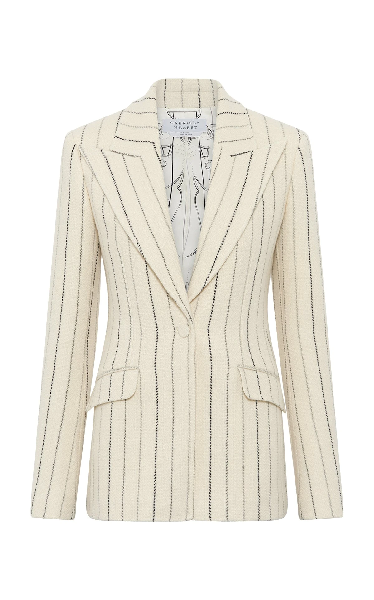 Gabriela Hearst Leiva Blazer in Ivory Multi Pinstripe Wool Cashmere Gabriela Hearst