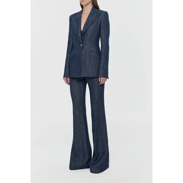 Leiva Blazer in Stone Washed Linen Denim