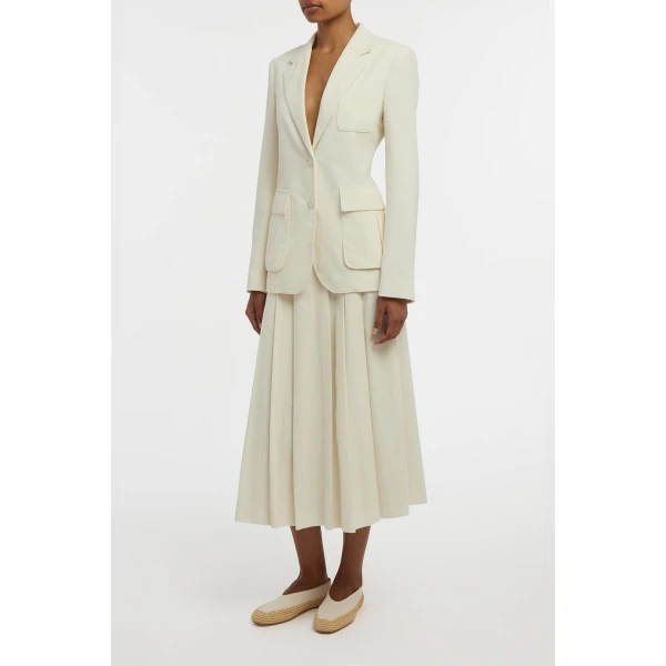 Louisa Blazer in Ivory Sea Island Cotton Corduroy