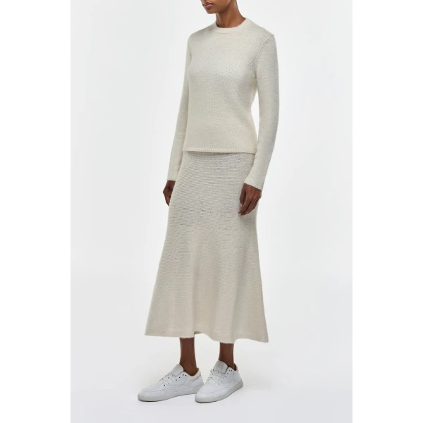 Manni Knit Maxi Skirt in Ivory Cashmere