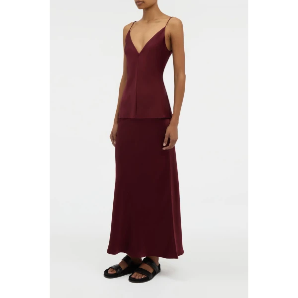 Maria Top in Bordeaux Silk Satin