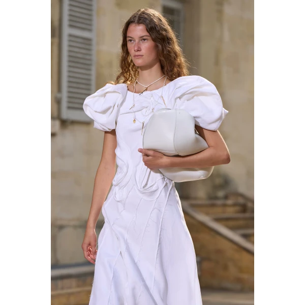 Navi Puff Sleeve Maxi Dress in Ivory Aloe Linen