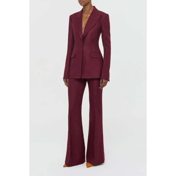 Rhein Flare Pant in Bordeaux Linen Twill
