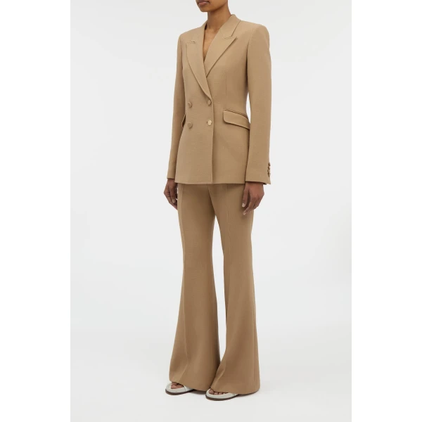 Rhein Flare Pant in Camel Virgin Wool Crepe