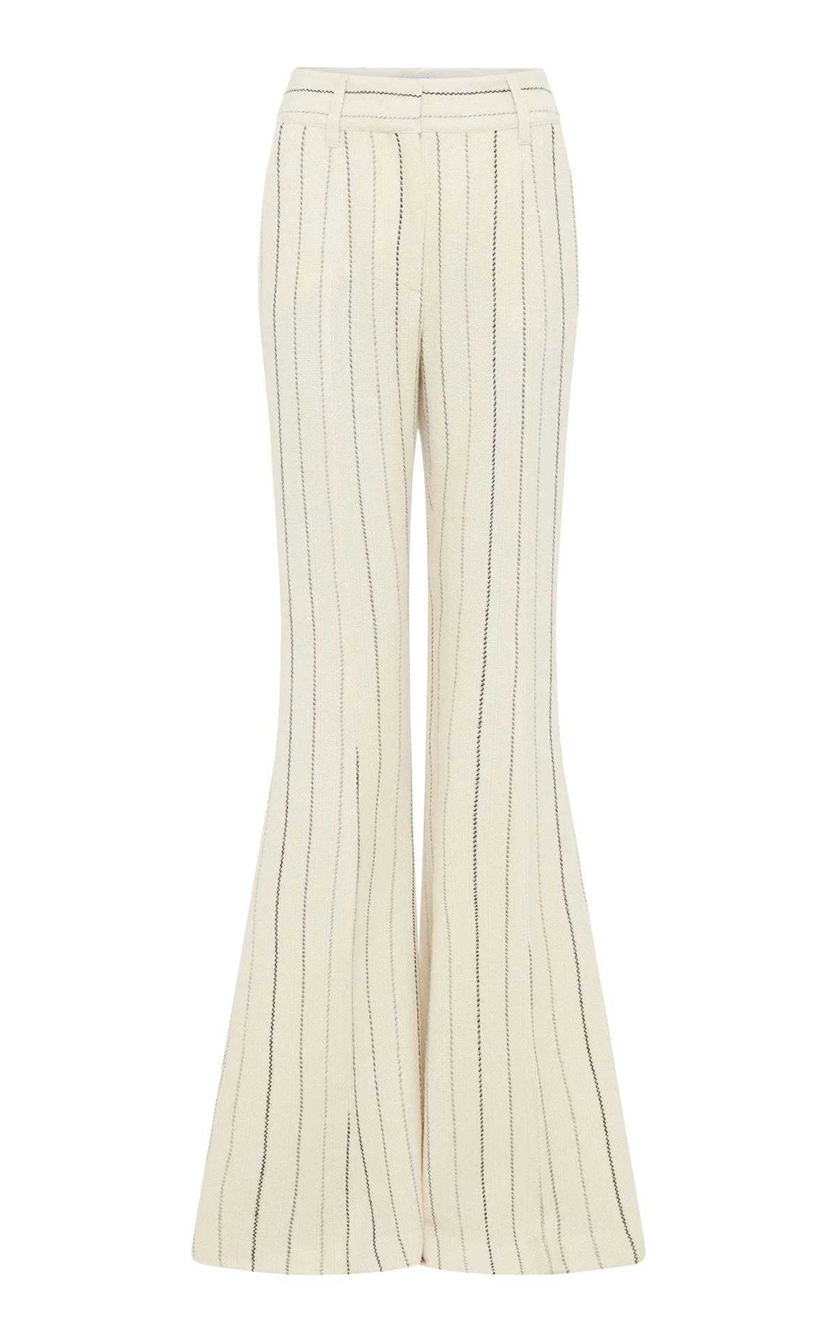 Gabriela Hearst Rhein Flare Pant in Ivory Multi Pinstripe Wool Cashmere Gabriela Hearst