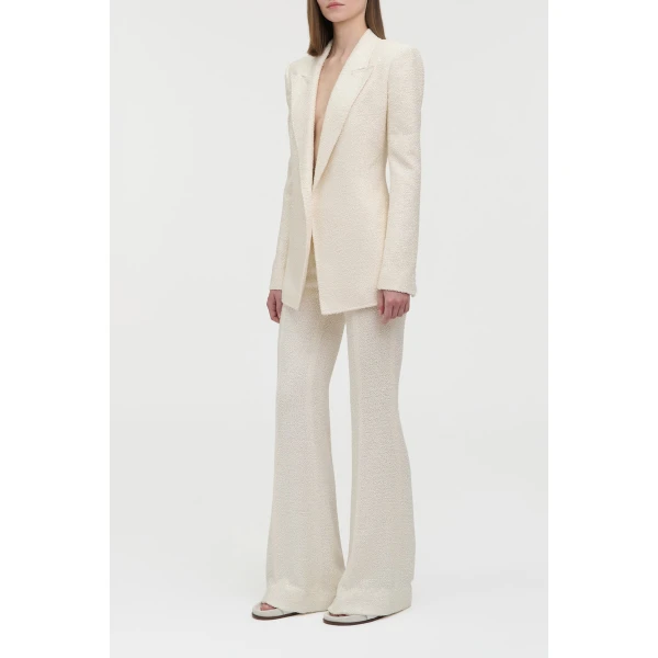 Rhein Flare Pant in Ivory Silk Boucle