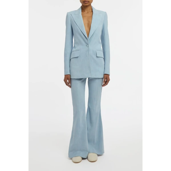 Rhein Flare Pant in Light Blue Suede