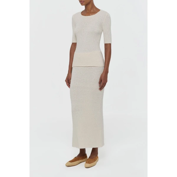 Valentia Knit T-Shirt in Off White Mulberry Silk