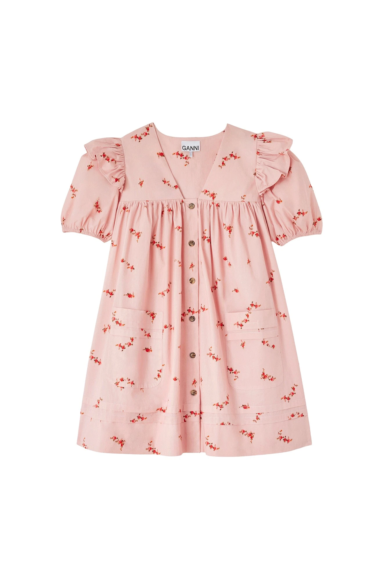 Ganni-Mini-Dress-in-Pink-Cotton-177905_nobg Ganni