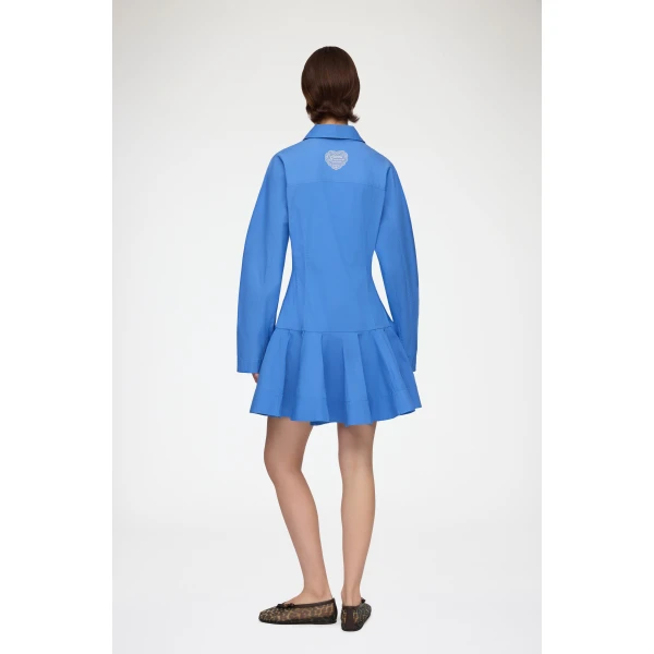 Shirt Dress in Blue Cotton