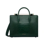 Green-Midi-Tote-in-Croc-embossed-Leather-Bottle-Green80854_nobg Strathberry Midi Tote bag
