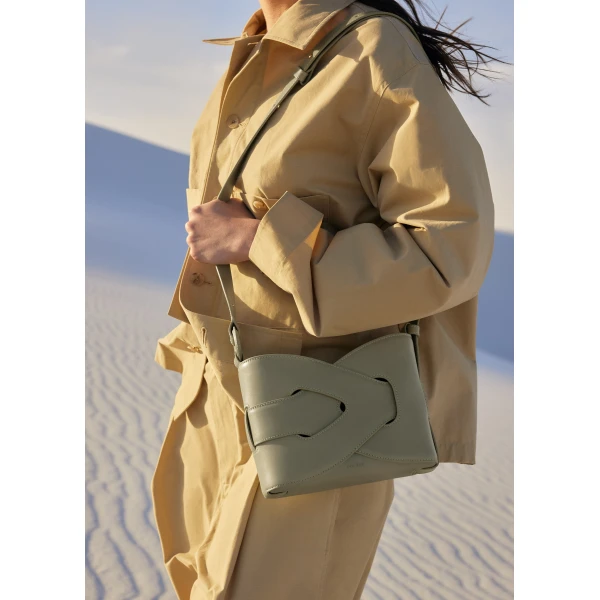 Polène Nodde in Olive Nodde in Olive - Shoulder & Crossbody Bags - Parisian Luxury Leather Bag at Luxury Shoes 